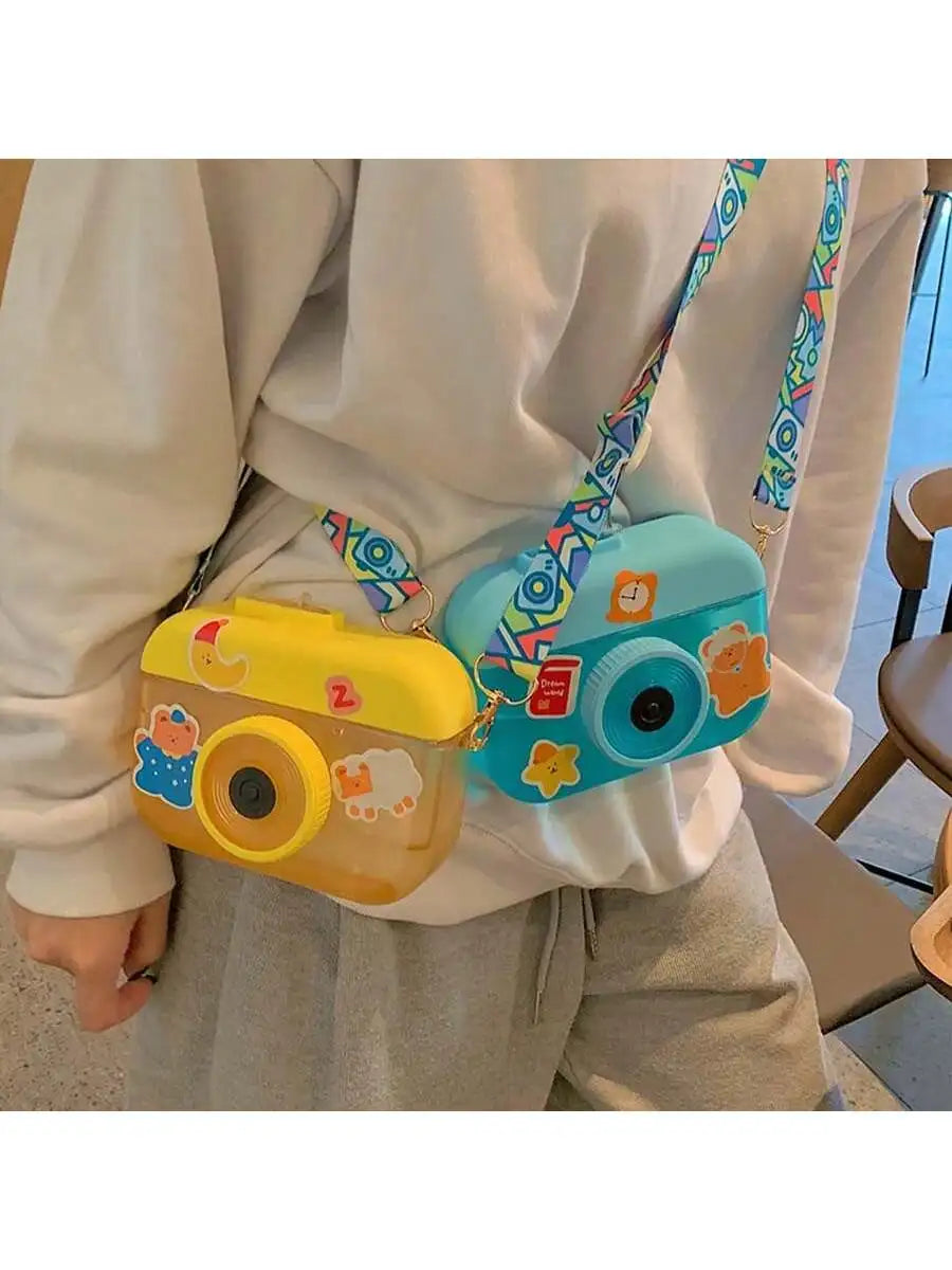 Cute Camera Shaped Water Bottle Portable Cartoon Plastic Outdoor Qme