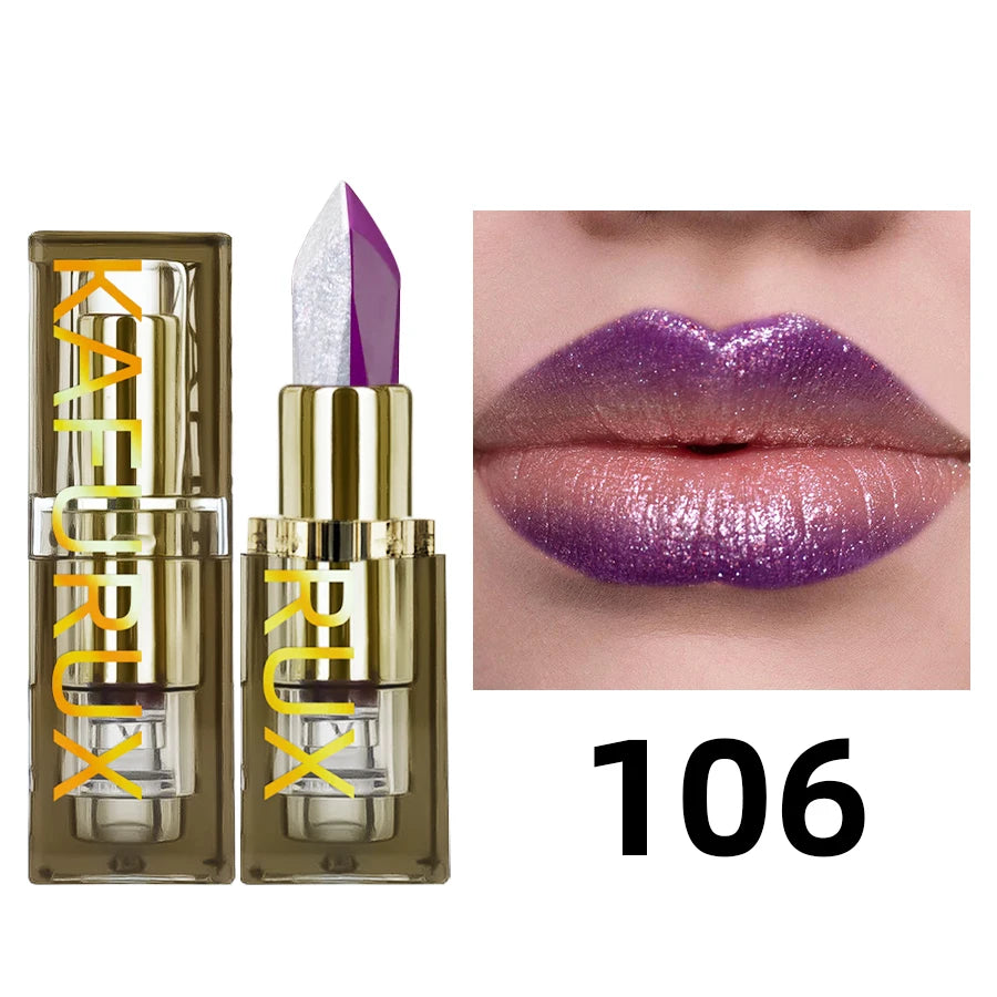 6 Glitter Two-tone Lipstick Purple Black Matte Lipsticks Cosmetics Qme 106