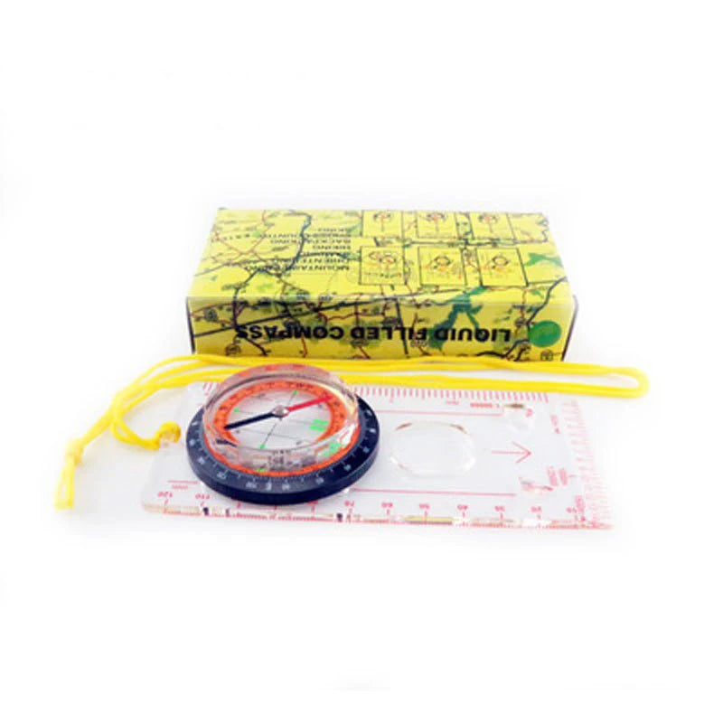 Portable Compass Scale Ruler Multifunction Map Lanyard Outdoor Qme white