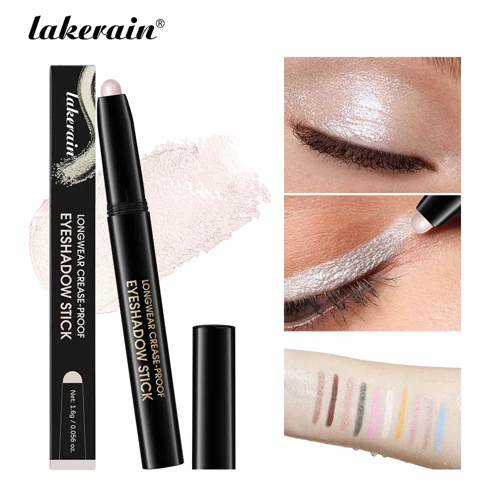 Matte Blue Eyeshadow Stick Pencil Waterproof Monochrome Glitter Pearly Eyeshadow Makeup Soft Natural High Pigmented Long-Lasting Qme