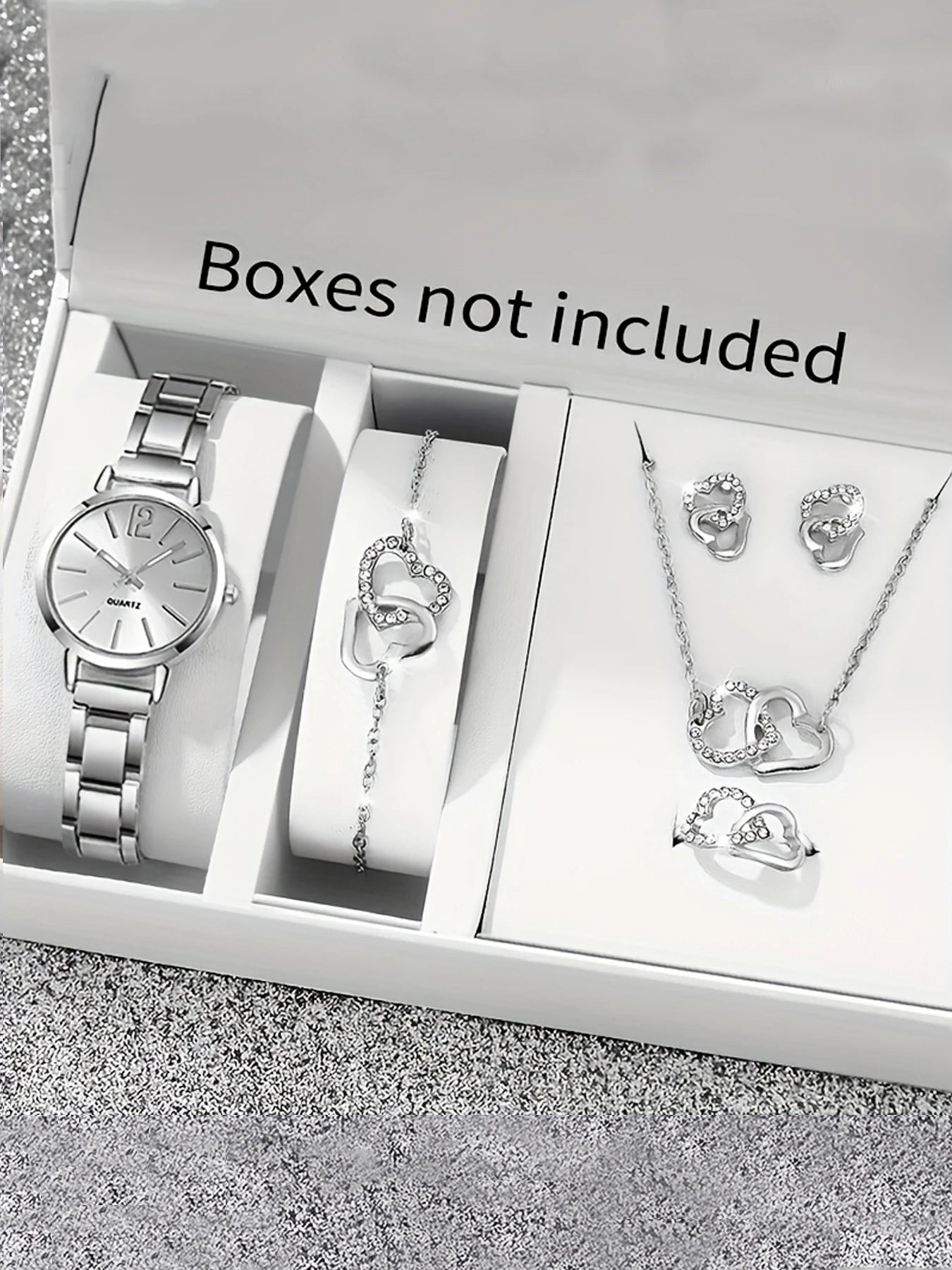 Women's Watch with Elegance Steel Band, Fashionable and Simple Trendy Quartz Watch Bracelet Set Qme Silver