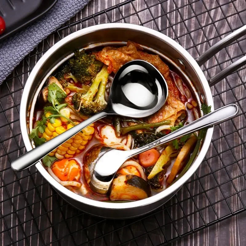304 Stainless Steel Spoon Soup Rice Longhandle Tableware Kitchen Qme