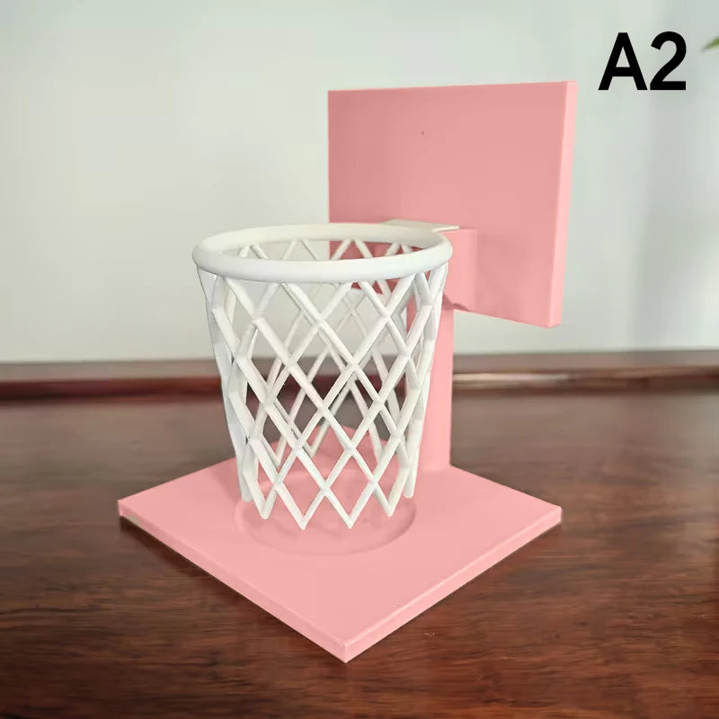 Creative Basketball Hoop Pen Holder Desktop Organizer School Office Qme A2