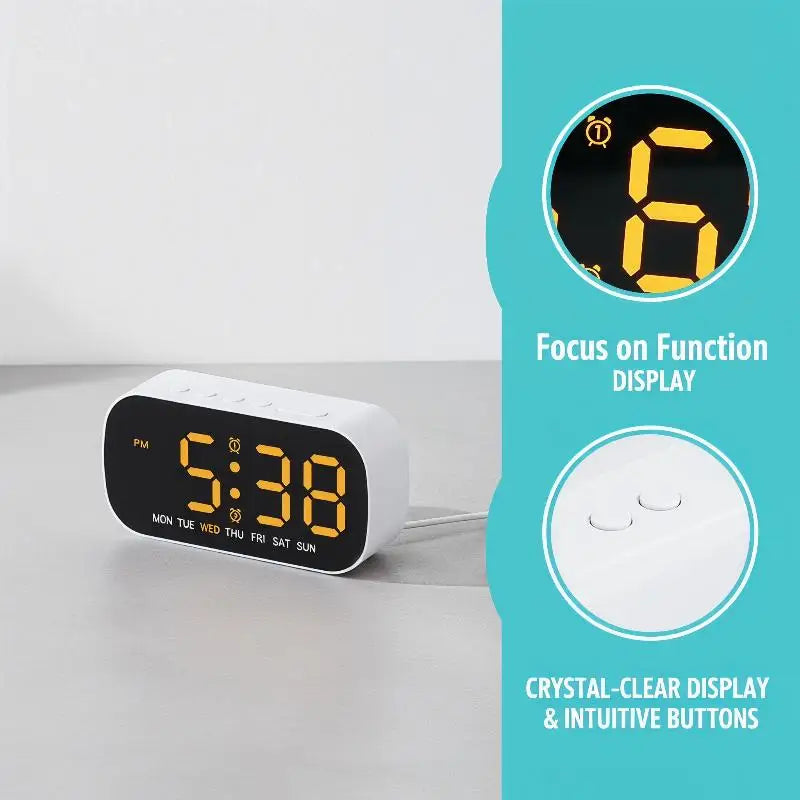 Desktop Digital Alarm Clock Temperature Date Week Dual Night Mode Qme
