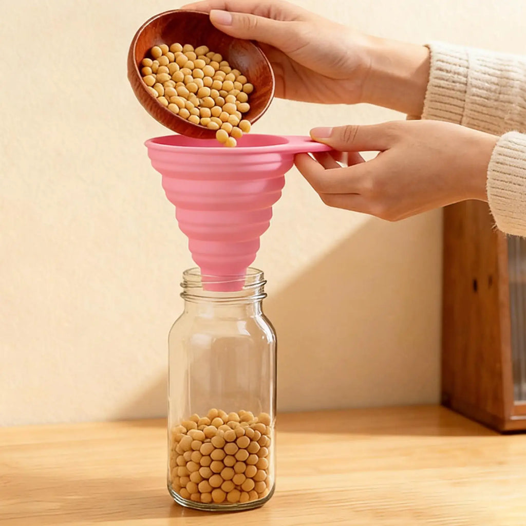 Soft Funnel Wide Mouth Foldable Heat Resistant Liquid Powder Transfer Qme