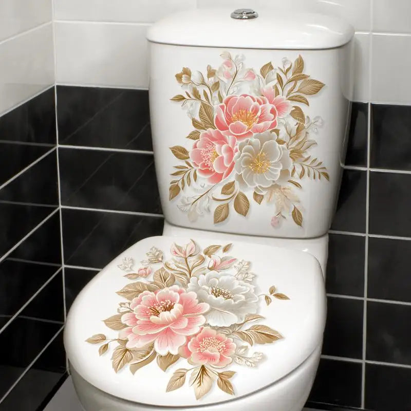 Pattern Toilet Stickers Bathroom Decoration Decor Self-adhesive Qme