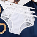 Sweet Hollow Out Women's Panties Mesh Waist Briefs Lingerie Lace Qme White L 1pc