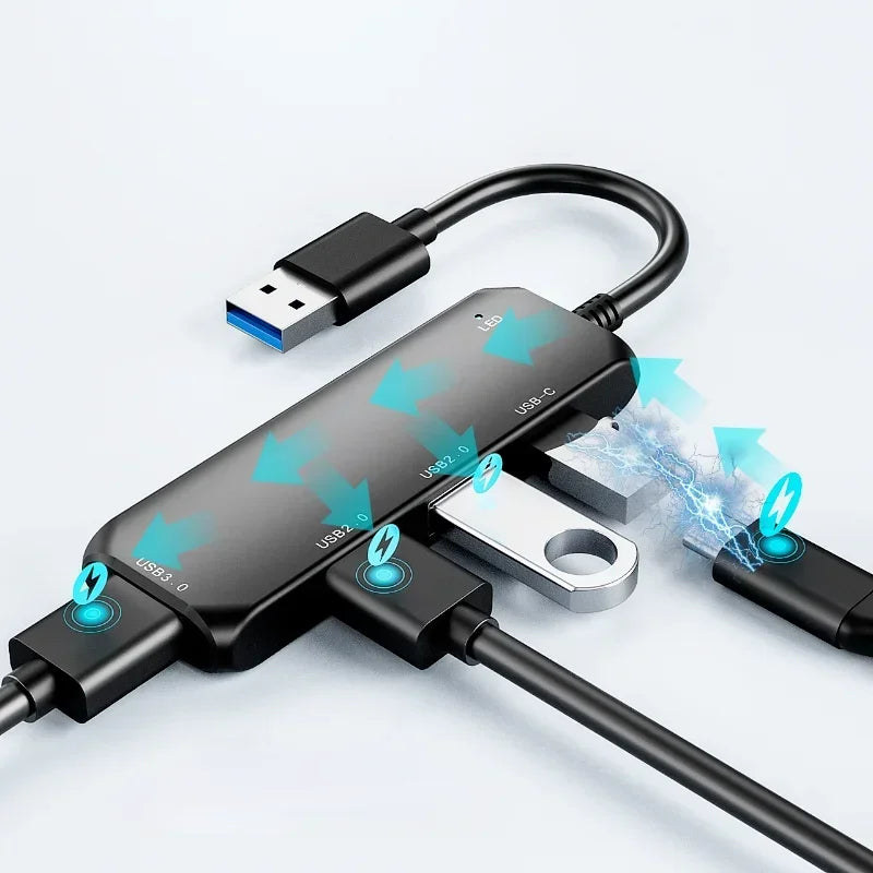 Type-c Docking Station HUB Charging To Hub Splitter PD Charging for MAC BOOK Ultrabook Computer USB Cable Splitter 4 Port Qme