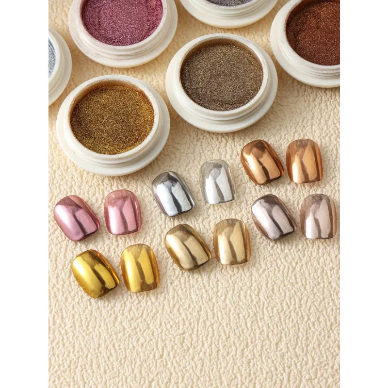 Chrome Nail Powder Gold Silver Pigment Mirror Metallic Rubbing Art Qme
