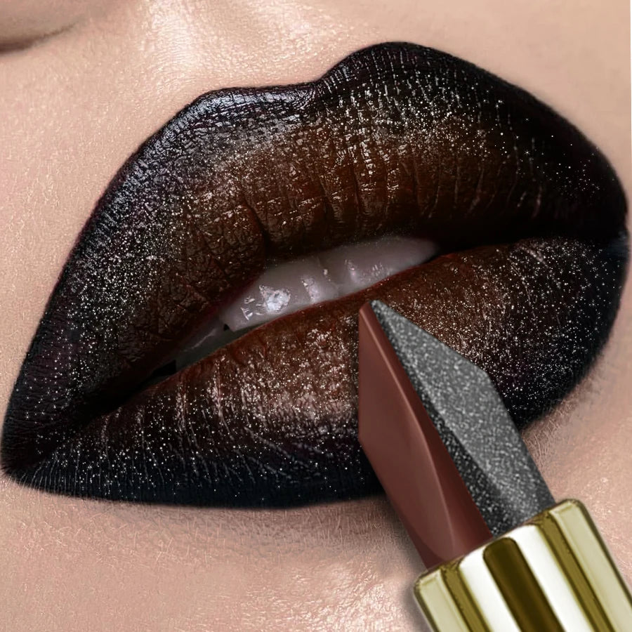 Two Tone Chocolate Lipstick Waterproof Glitter&matte Lip Tint Red Qme