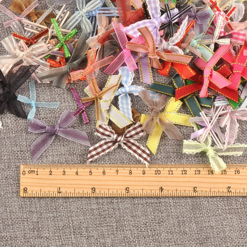 30pcs 2.4-4.5cm bowknot Shape Christmas Style Appliques For DIY Clothing Hat Home Decorative Accessories Holiday Supplies Qme
