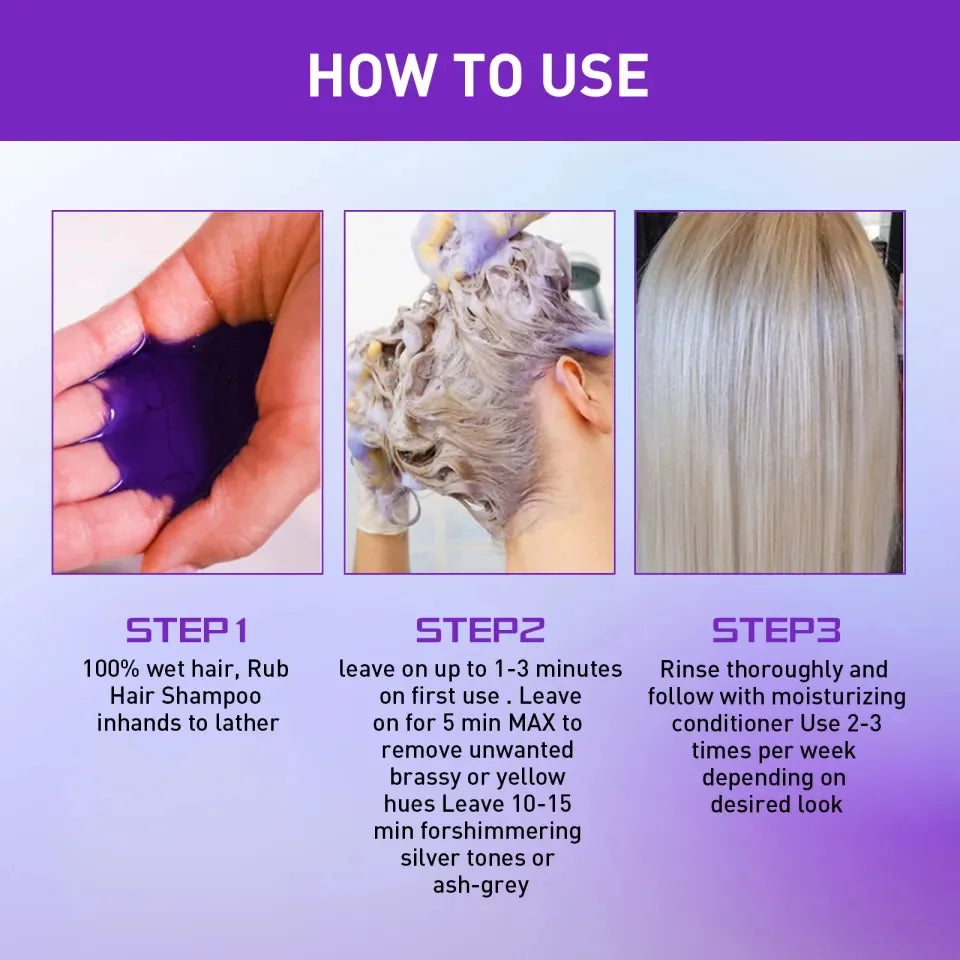 30ML Gray Color Fixing Hair Dye Shampoo Cover Gray Hair Fade Yellow After Bleach Hair Shampoo Non-irritating Purple Shampoo Qme