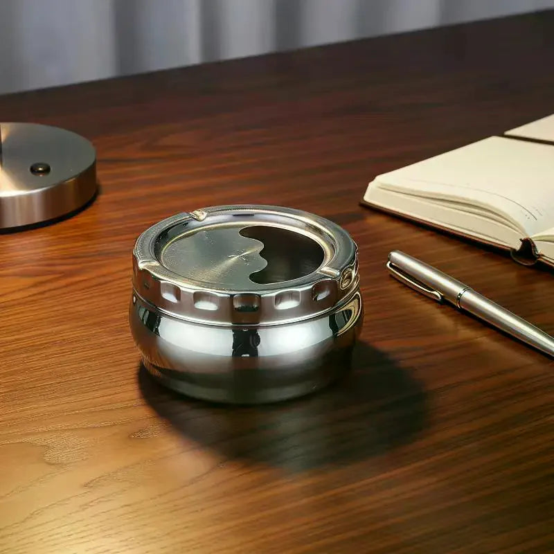 Stainless Steel Ashtray With Windproof Lid Rust Proof Design 3 Sizes For Home Office Outdoor Patio Use Qme