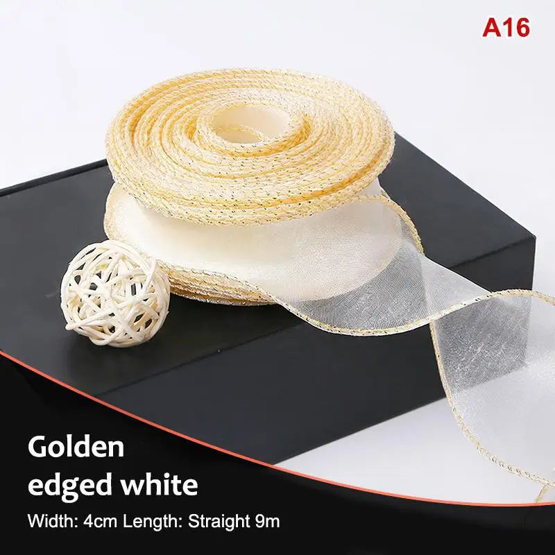10Yards Organza Solid Ribbon Wavy Edge Flower Bouquet Gifts Packaging