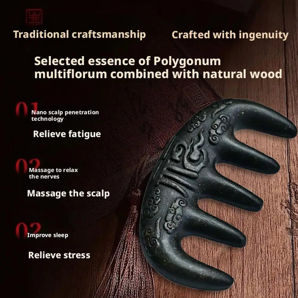 Polygonum Multiflorum Massage Comb Natural Handmade Five-tooth Qme