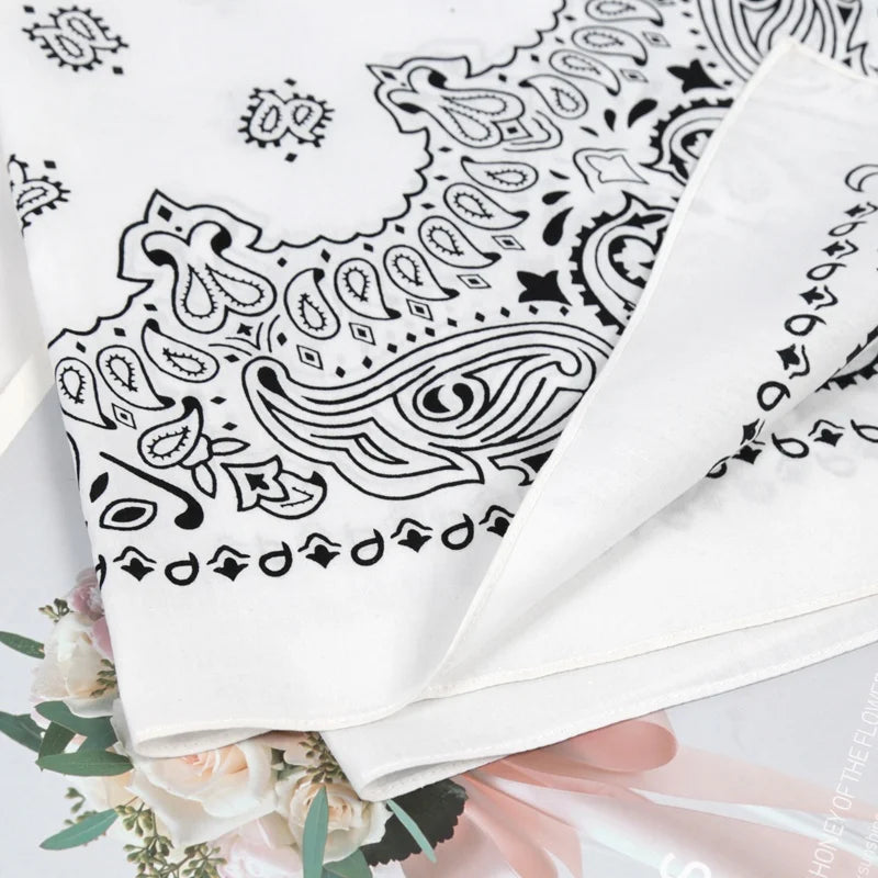 70 Unisex Women 100 Cotton Black Hip-hop Paisley Large Bandana Scarf Qme