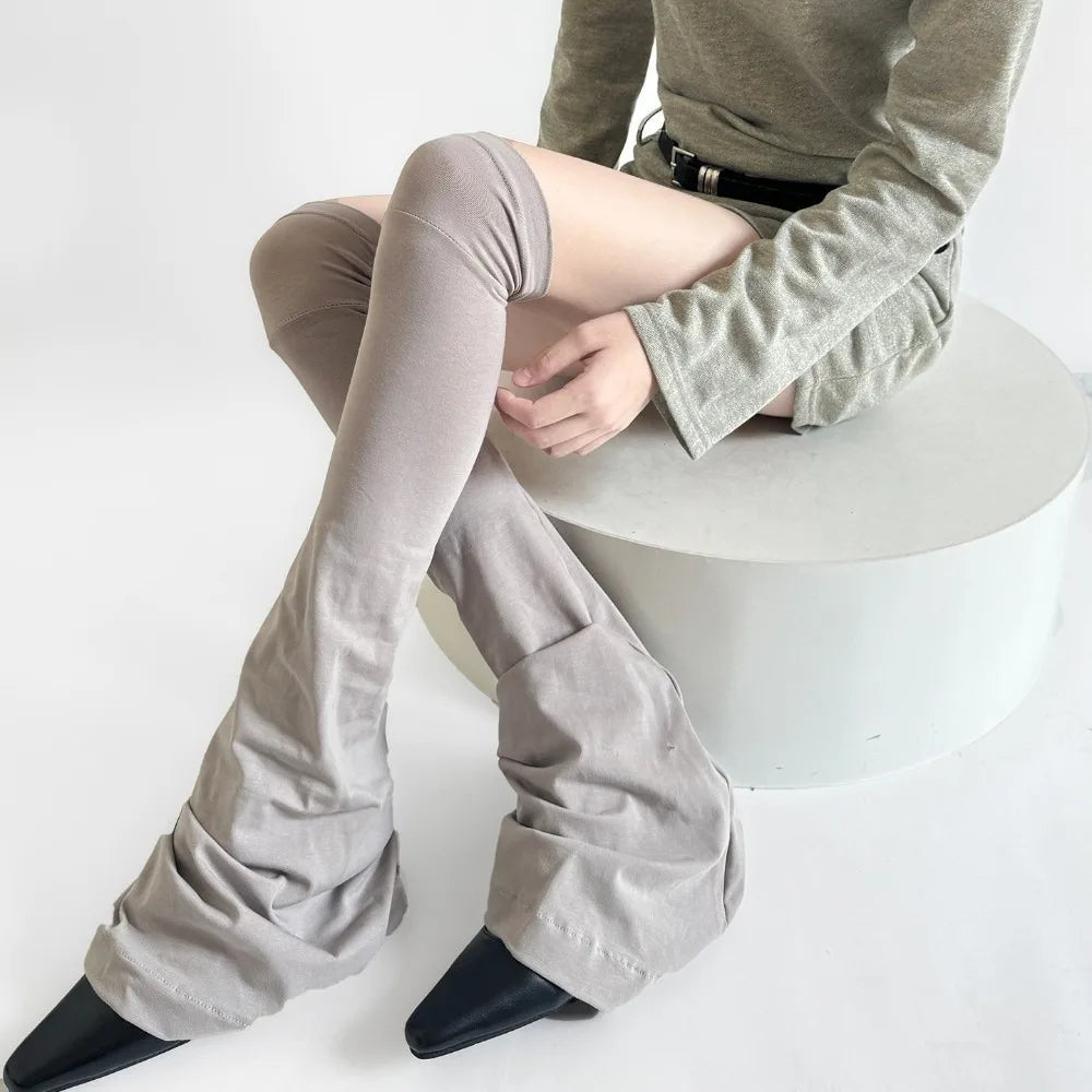 Fashion Korean Flared Leg Sleeve Soft Y2K Loose Socks Foot Cover Qme Cement One Size