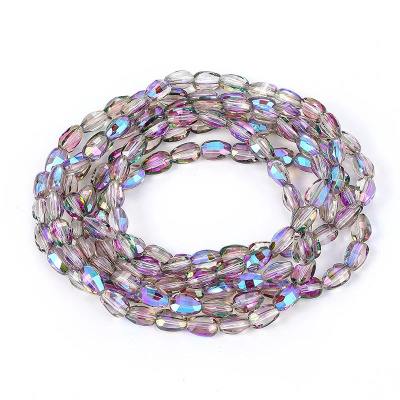10 Colors 6x8mm Faceted Glass Beads Loose Craft Spacer Beads for DIY Jewelry Bracelet Necklace Earring Keychain Making Crafts Qme Color 3 6x8mm-70pcs