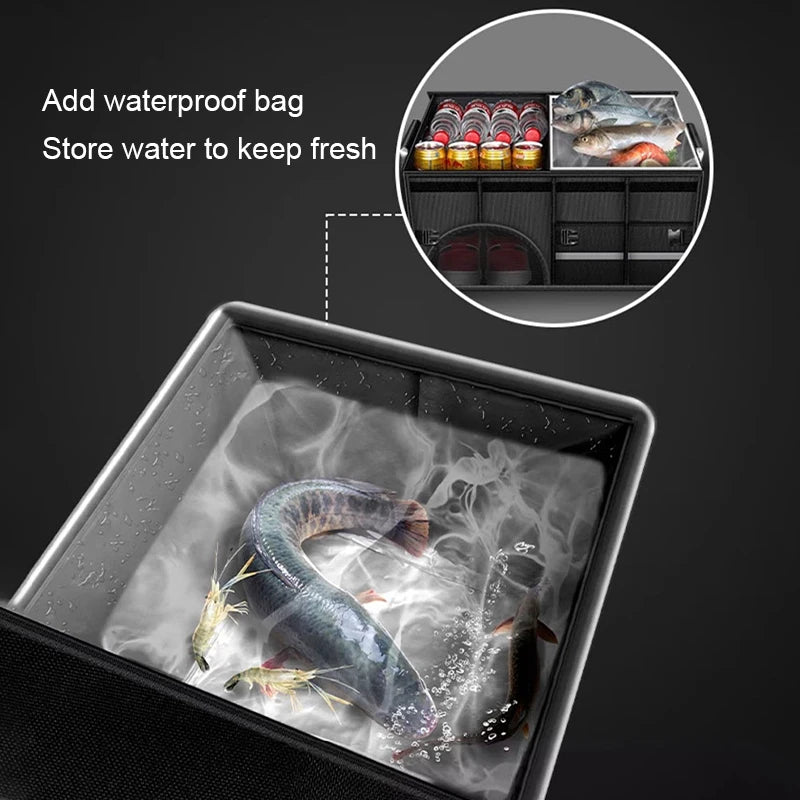 SEAMETAL Foldable Trunk Storage Box Waterproof Oxford Cloth 110L Large-Capacity Car Organizer for Camping/Fishing Easy to Carry Qme