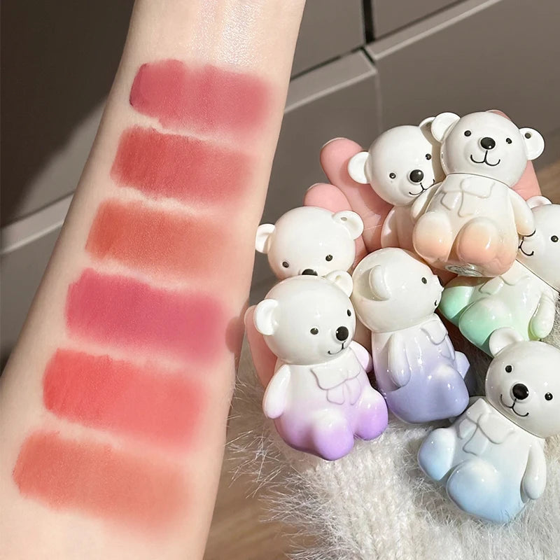 ART VALUE Cute Bear Makeup Set Include 6*Matte Liquid Lipstick,2*Bear Ornaments,1*Lip Balm,1 Mirror,1*Necklace Gift Cosmetic Kit Qme