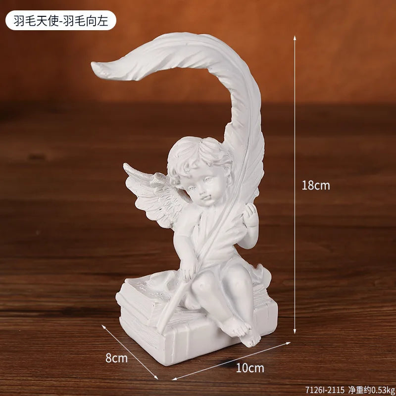 Romantic Feather Angel Ornament Living Room Desktop Cupid Decoration Qme Left