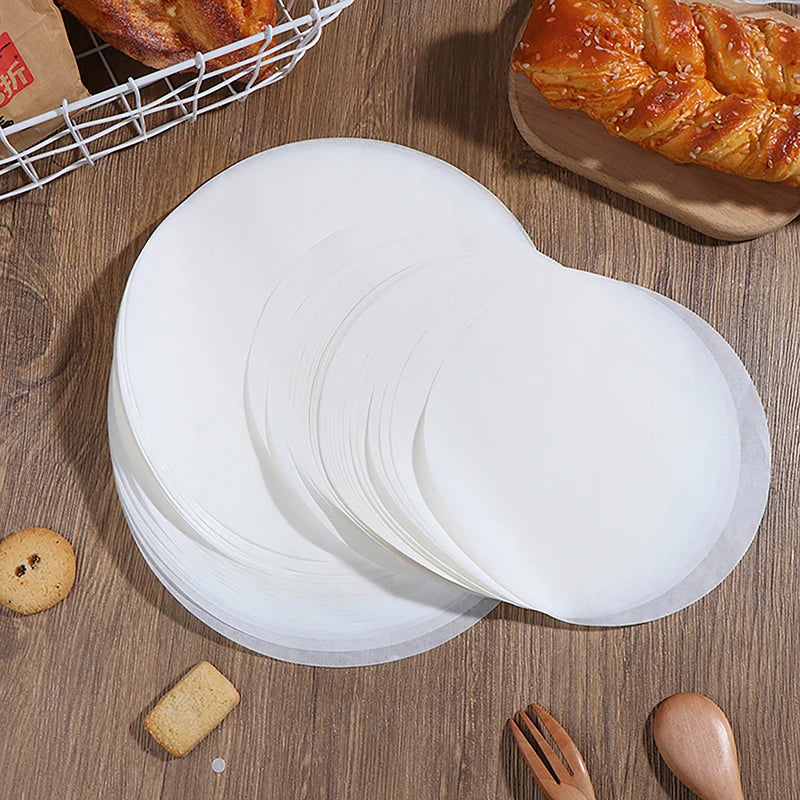 50Pcs Baking Oiled Paper Circle Parchment Paper Multifunction Liner BBQ Oven Patty Hamburger Paper Steamer Liners Baking Tool Qme
