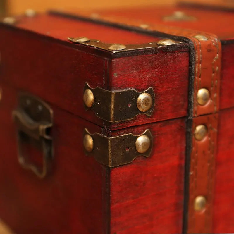 European Style Retro Wooden Lockable Storage Box Home Storage Box Wooden Box Decorative Decorations Secret Room Escape Props Box Qme
