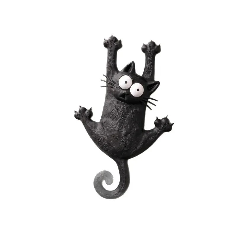 Cartoon Cute Fluffy Black Cat Fridge Magnet Creative Animal Model Qme