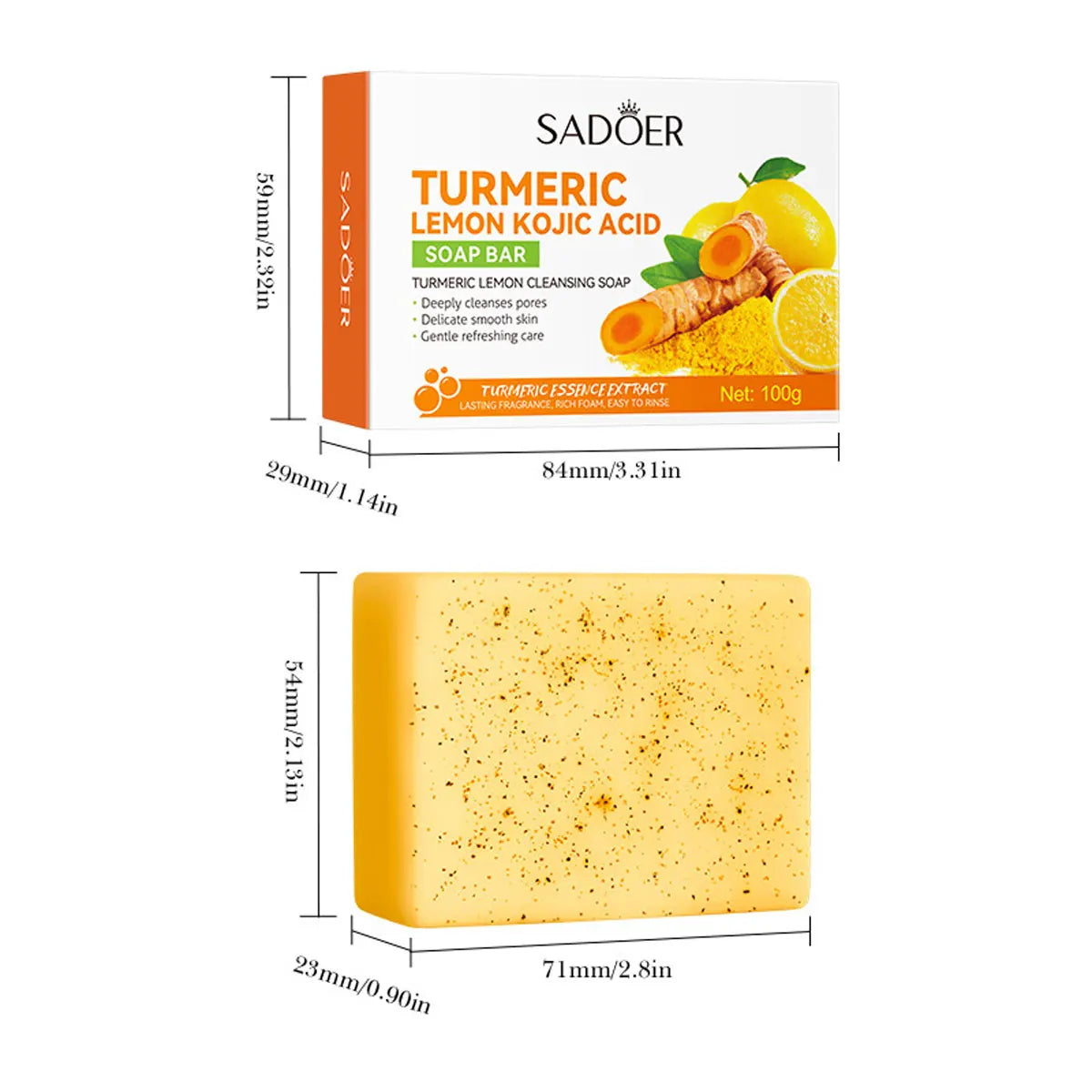 Turmeric Kojic Acid Lemon Essential Oil Soap Frosted Particle Qme