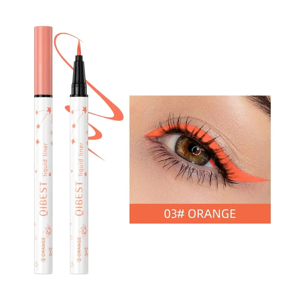 QIBEST Eyeliner Liquid Waterproof Matte Liquid Eyeliner Pen Long Lasting Green Yellow Purple Blue White Eye Liner Pens Cosmetics Qme 03