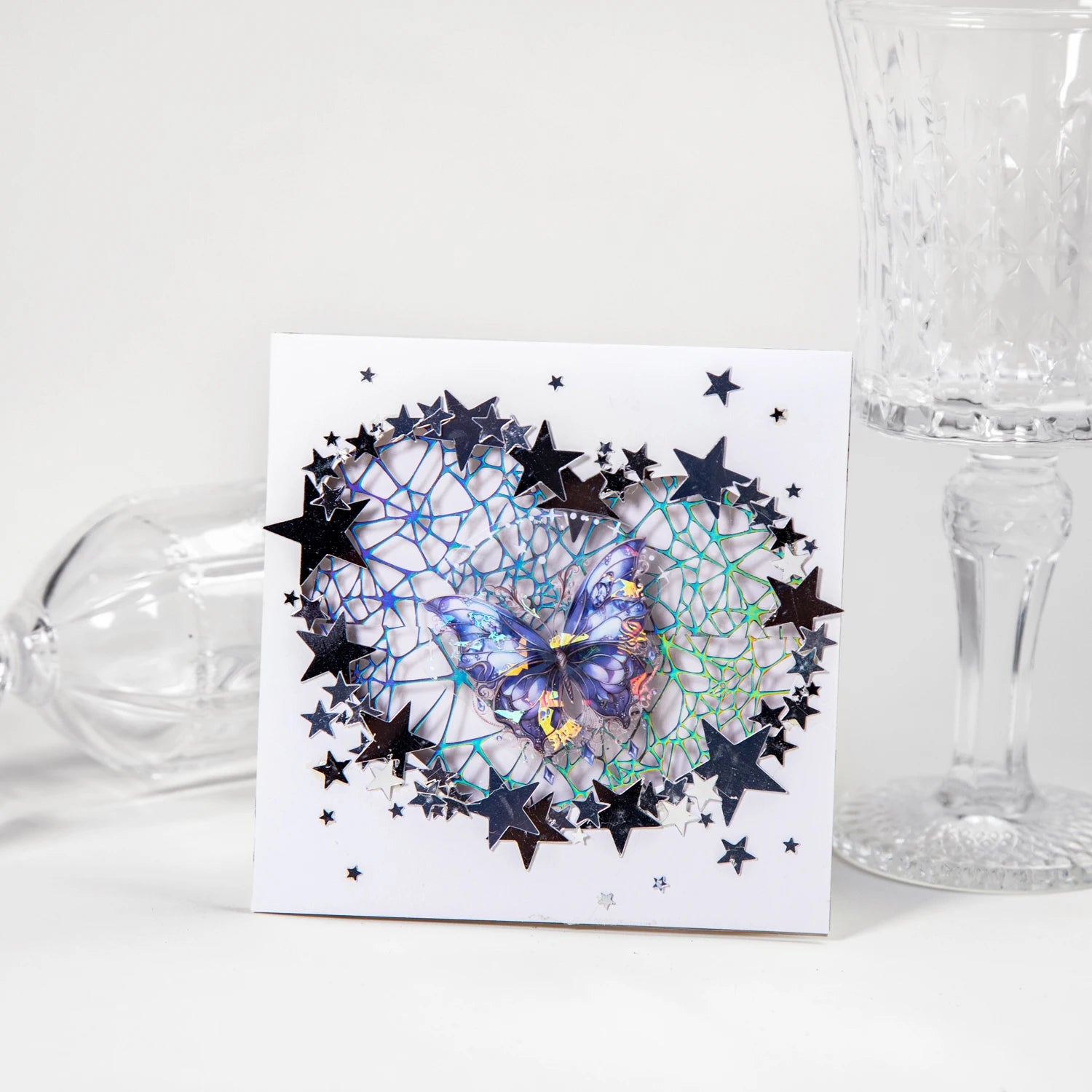 1 Roll Starry Holographic Iridescent PET Tape for Scrapbooking DIY Collage Phone Case Notebook Decoration Qme