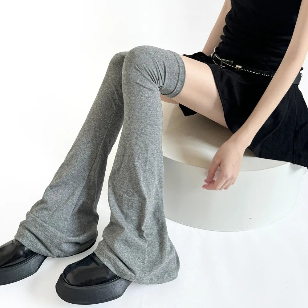 Fashion Korean Flared Leg Sleeve Soft Y2K Loose Socks Foot Cover Qme Dark Grey One Size