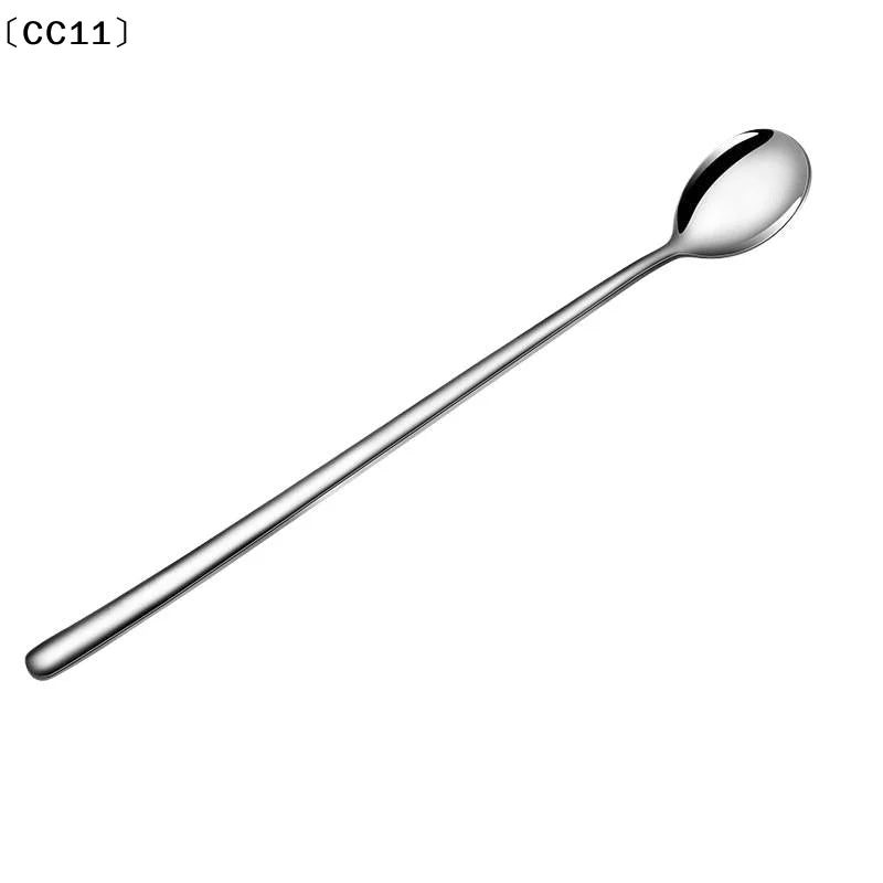 304 Stainless Steel Spoons Ice Cream Long Handle Coffee Stirring Qme