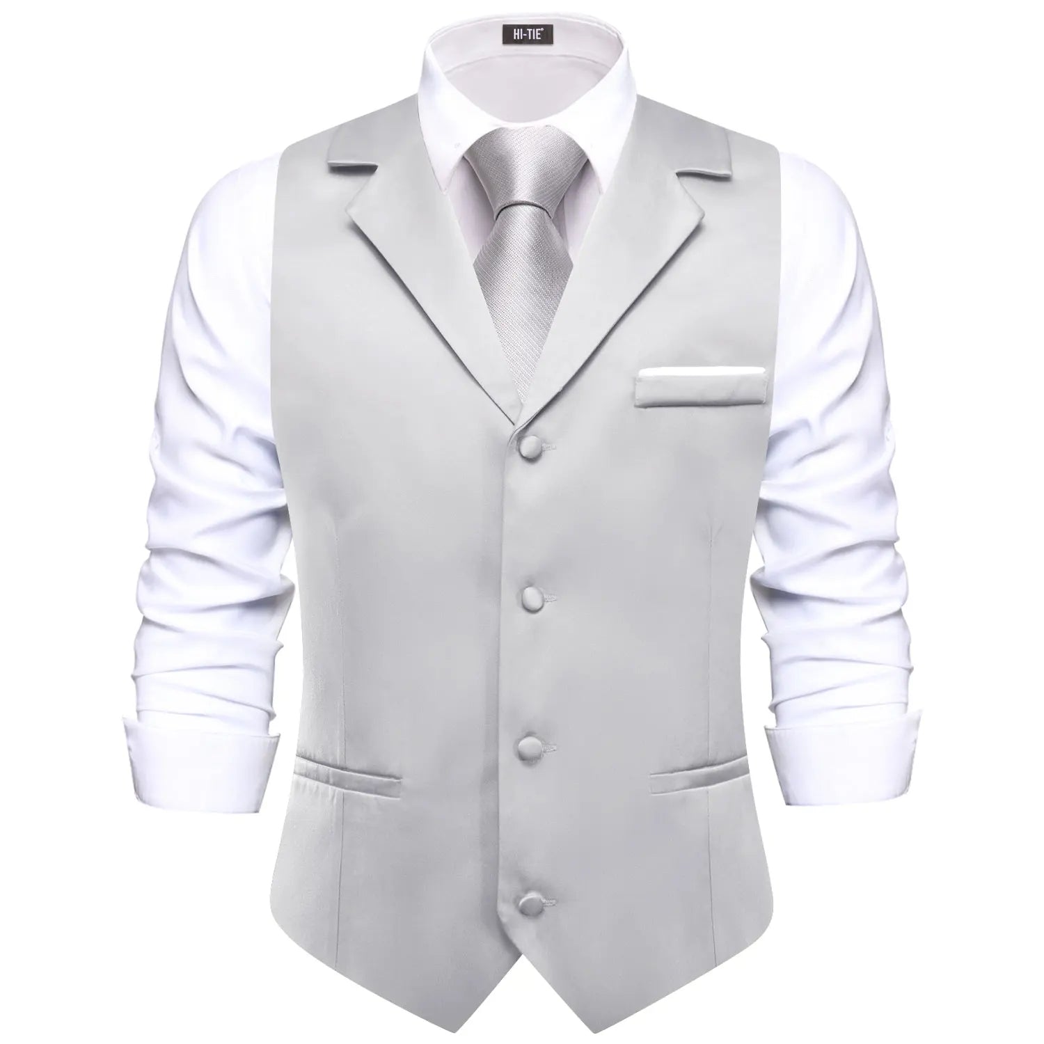 Hi-tie Dusty Pink Solid V-neck Men Vest Tie Jacquard Tuxedo Dress Qme N-3137-MD-3395 XL