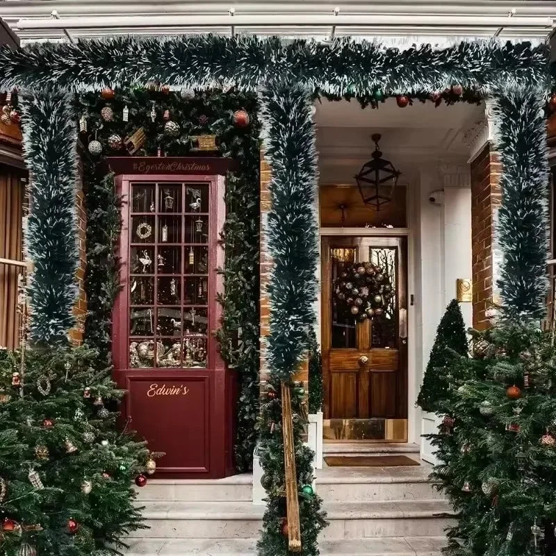 Christmas Tinsel Ribbons Green Cane Ribbon Garland Xmas Tree Hanging Pendent Xmas Ribbons Wreath Ornaments Party Home Decoration Qme
