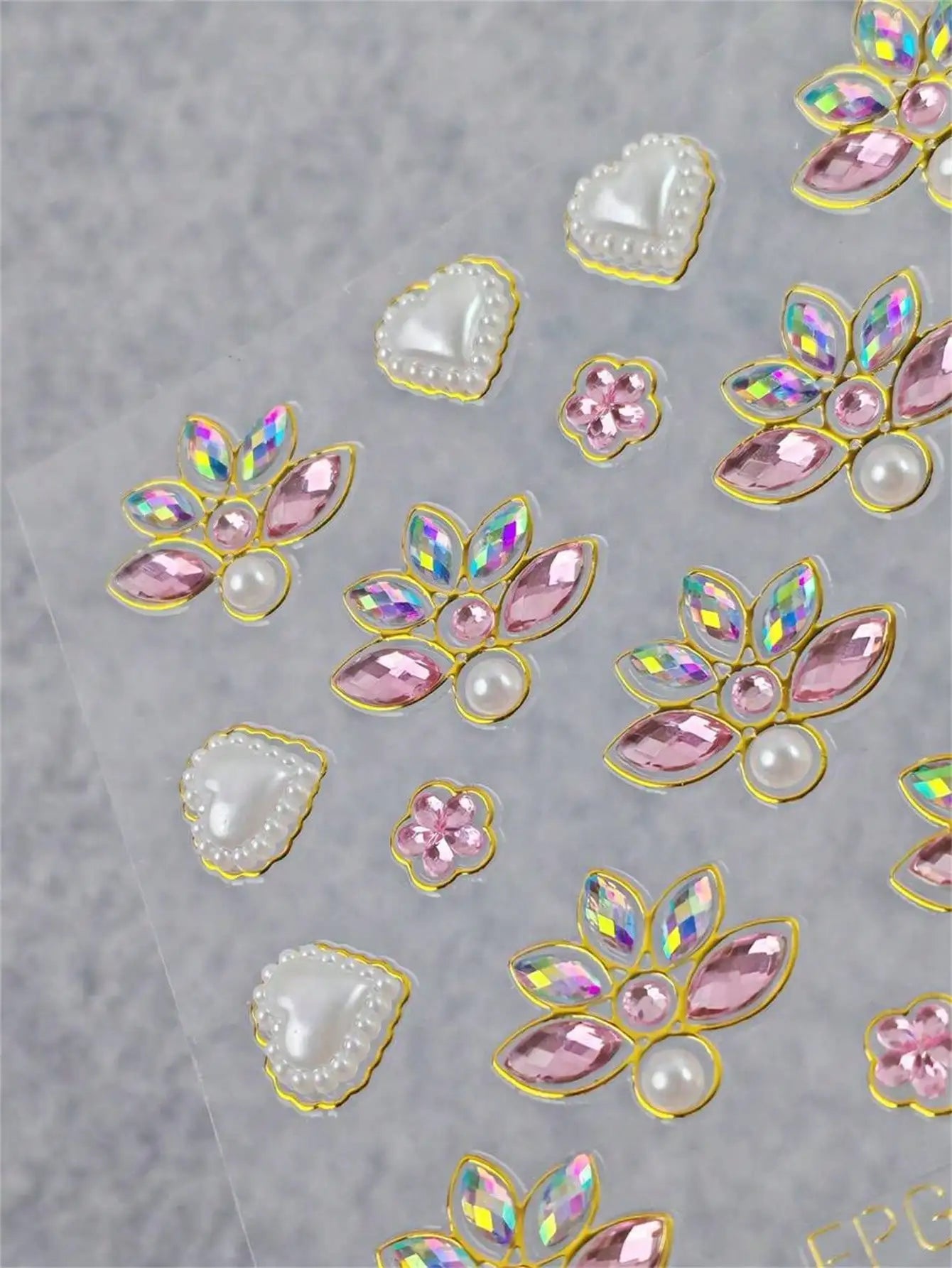 1 Sheet 3D Bling Face Rhinestone Sticker Blue Acrylic Gem Gold Qme