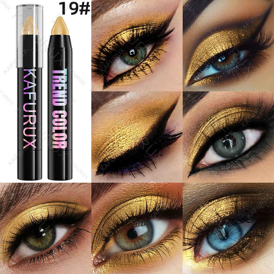 Metallic Glitter Eyeshadow Pencil Waterproof Pearlescent Nude Eye Qme 19