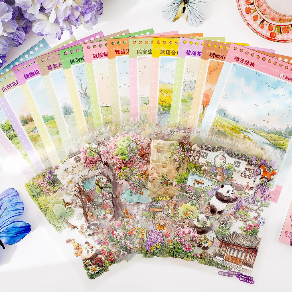 TIANZI 37-Piece Cartoon Miniature Scene Sticker Book - Mini 3D Cottage Journal Materials, DIY Creative Handmade Collage Decals Qme