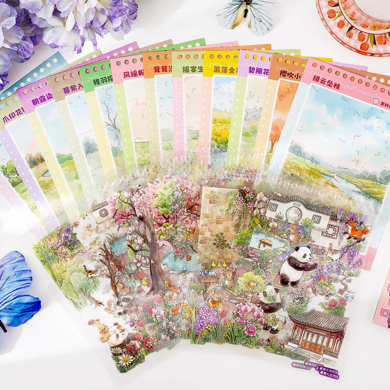 TIANZI 37-Piece Cartoon Miniature Scene Sticker Book - Mini 3D Cottage Journal Materials, DIY Creative Handmade Collage Decals Qme