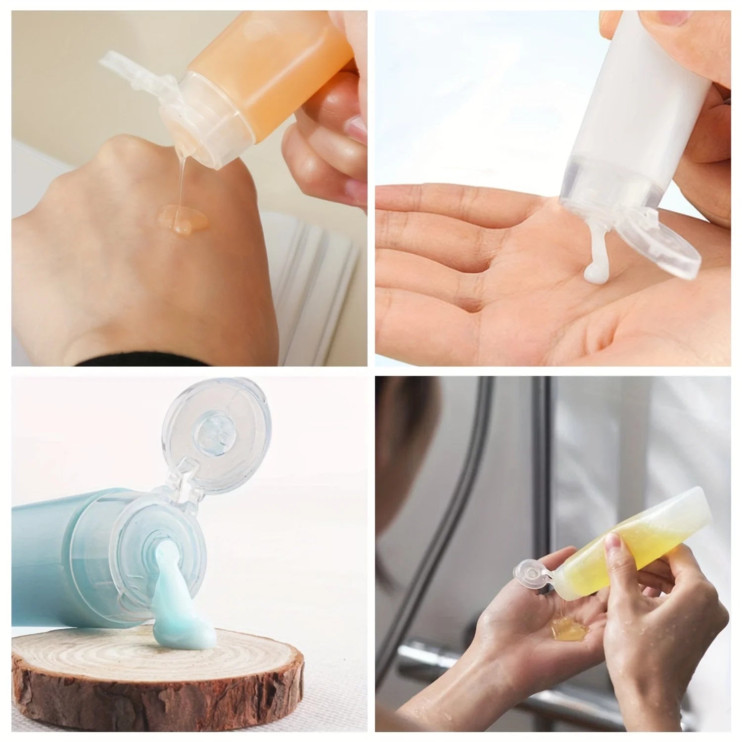 10pcs 30/50ml Empty Refillable Plastic Soft Travel Squeeze Tube Bottles Translucent Cosmetic Containers with Flip Cover Qme