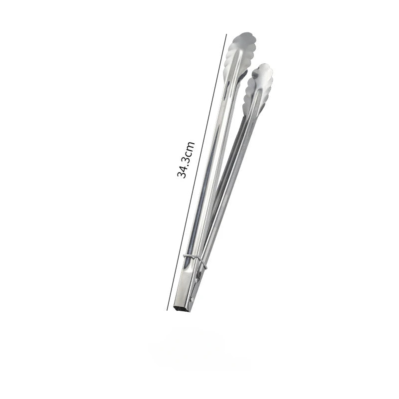 Stainless Steel Serving Food Tongs Practical Household Cookware for BBQ Grill Buffet Bread Salad and Kitchen Cooking Qme 14-inch