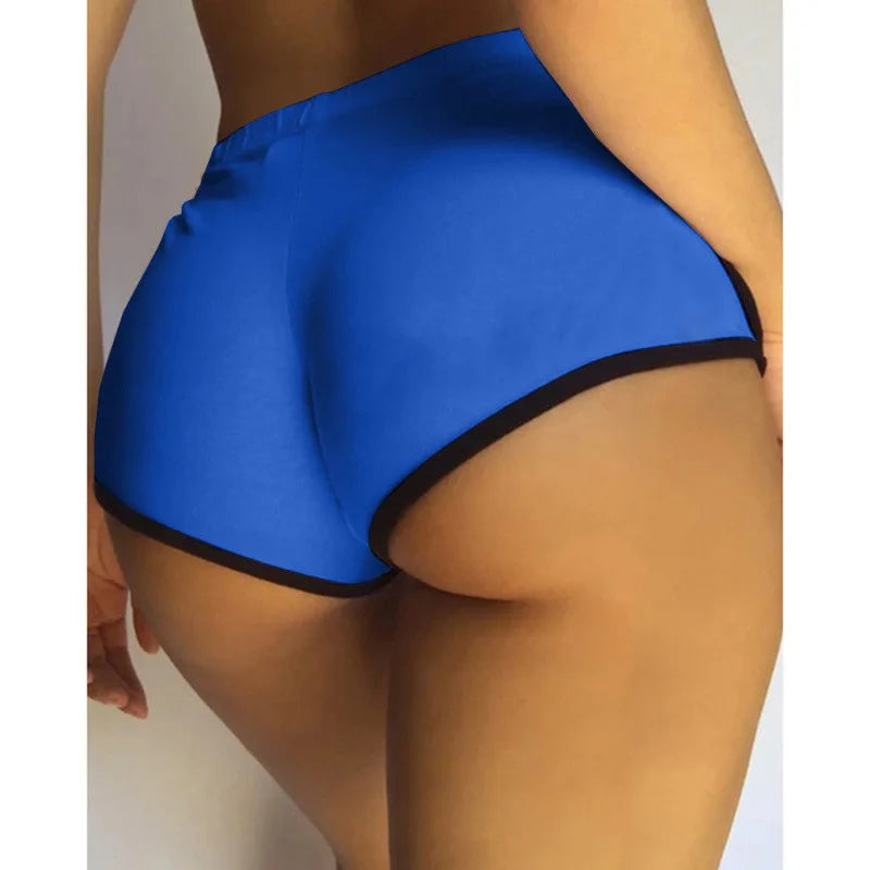 Beautiful Butt Solid Slim Fit Sports Yoga Running Shorts Pants Large Qme Blue L