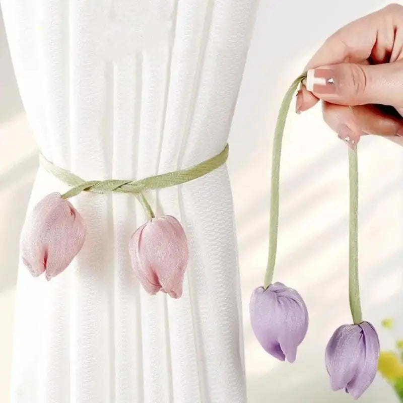 Elegant Adjustable Tulip Curtain Straps Creative Fashion Curtain Tieback Rope Beautifully Designed Homestay Curtain Accessories Qme