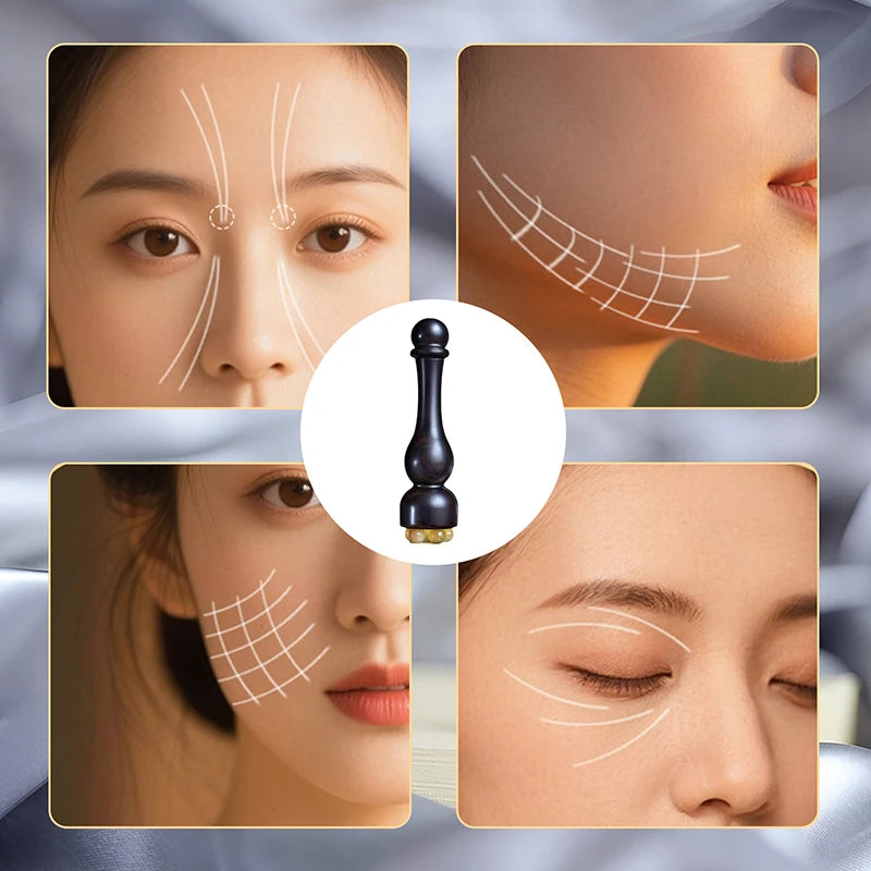 Sandalwood Eye Massage Stick Five Beads Lotus Seedpod Face Tools Gua Qme