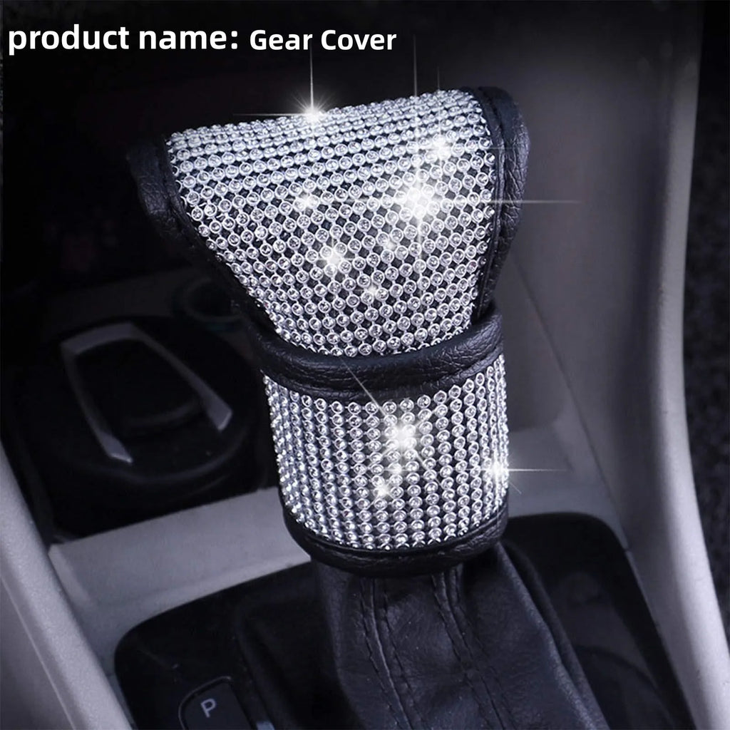 1pc Luxury Bling Car Gear Shift Cover Sparkling Rhinestone,Fit for Most Vehicles,Adds Glamour to Your Ride,Bling Car Accessories Qme white