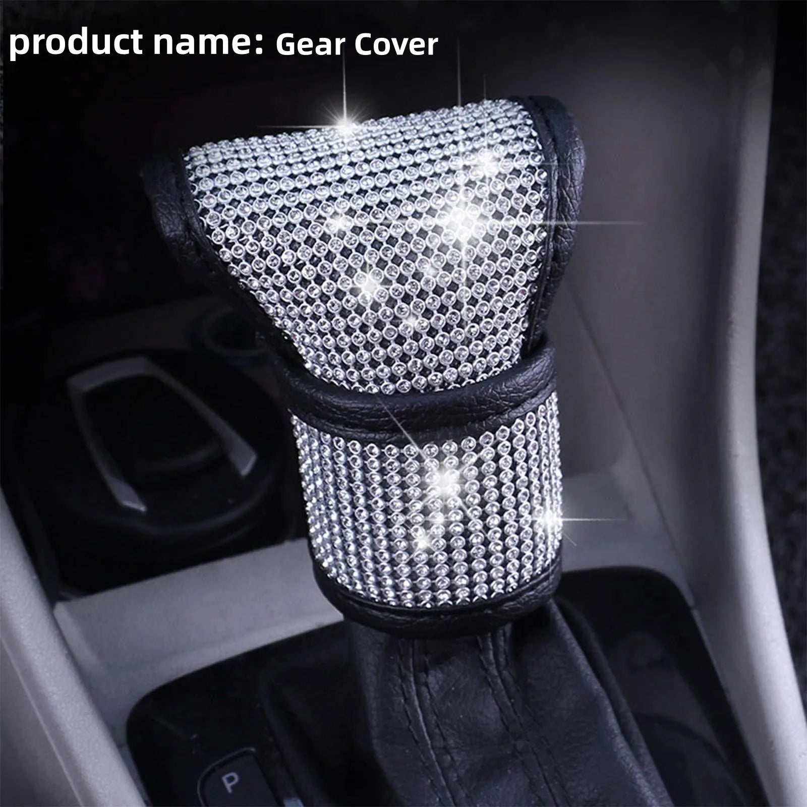 1pc Luxury Bling Car Gear Shift Cover Sparkling Rhinestone,Fit for Most Vehicles,Adds Glamour to Your Ride,Bling Car Accessories Qme white