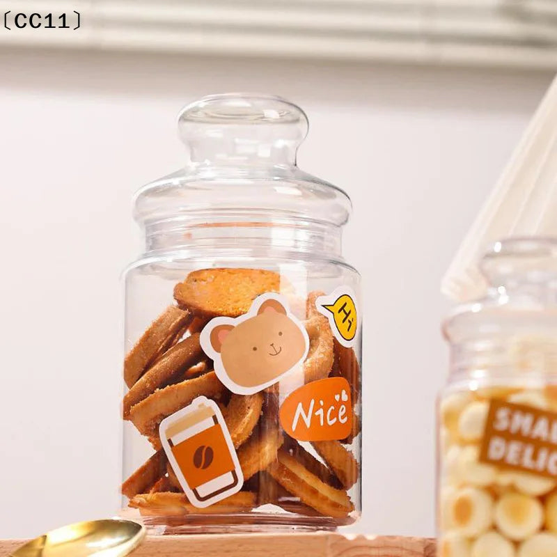 Plastic Transparent Candy Jars Cookie Food Storage Container Reusable Qme
