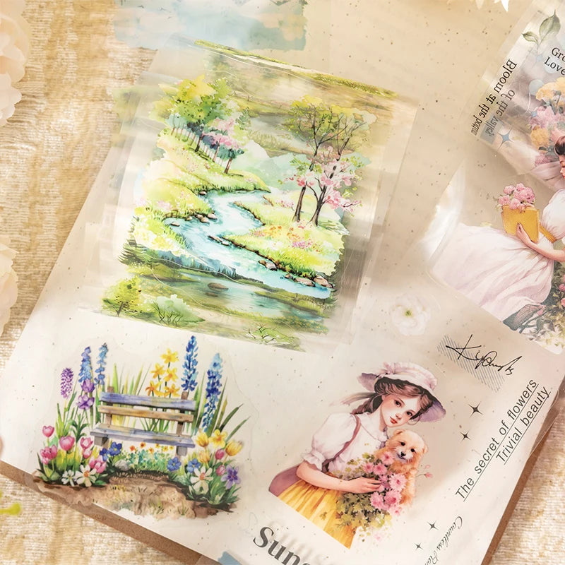 2 Rolls / Bag Pastoral Style Washi Tape Set Landscape decorative collage materials for junk journals, must-have for DIY craft Qme
