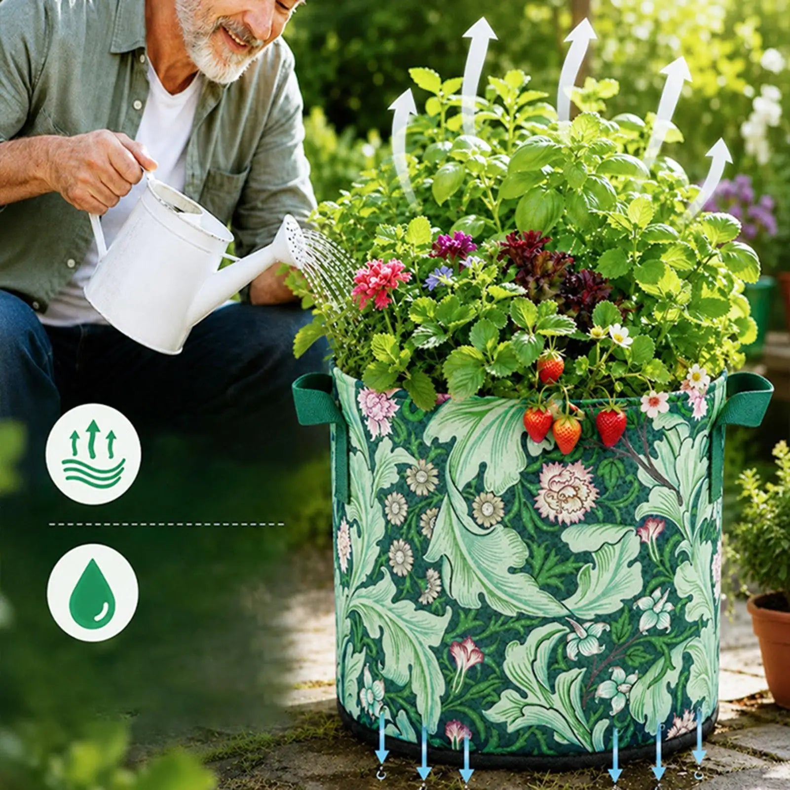 Fabric Grow Bags Thickened Fabric Non-Woven Breathable Container With Handles Potato Growing Containers For Tomato Flower Qme