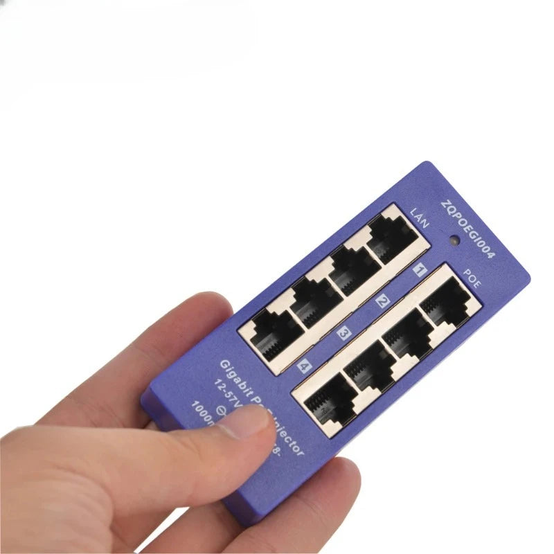 1PCS 4-Port POE Injector 100Mbps Ethernet Power Supply Wall-Mounted Adapter Qme